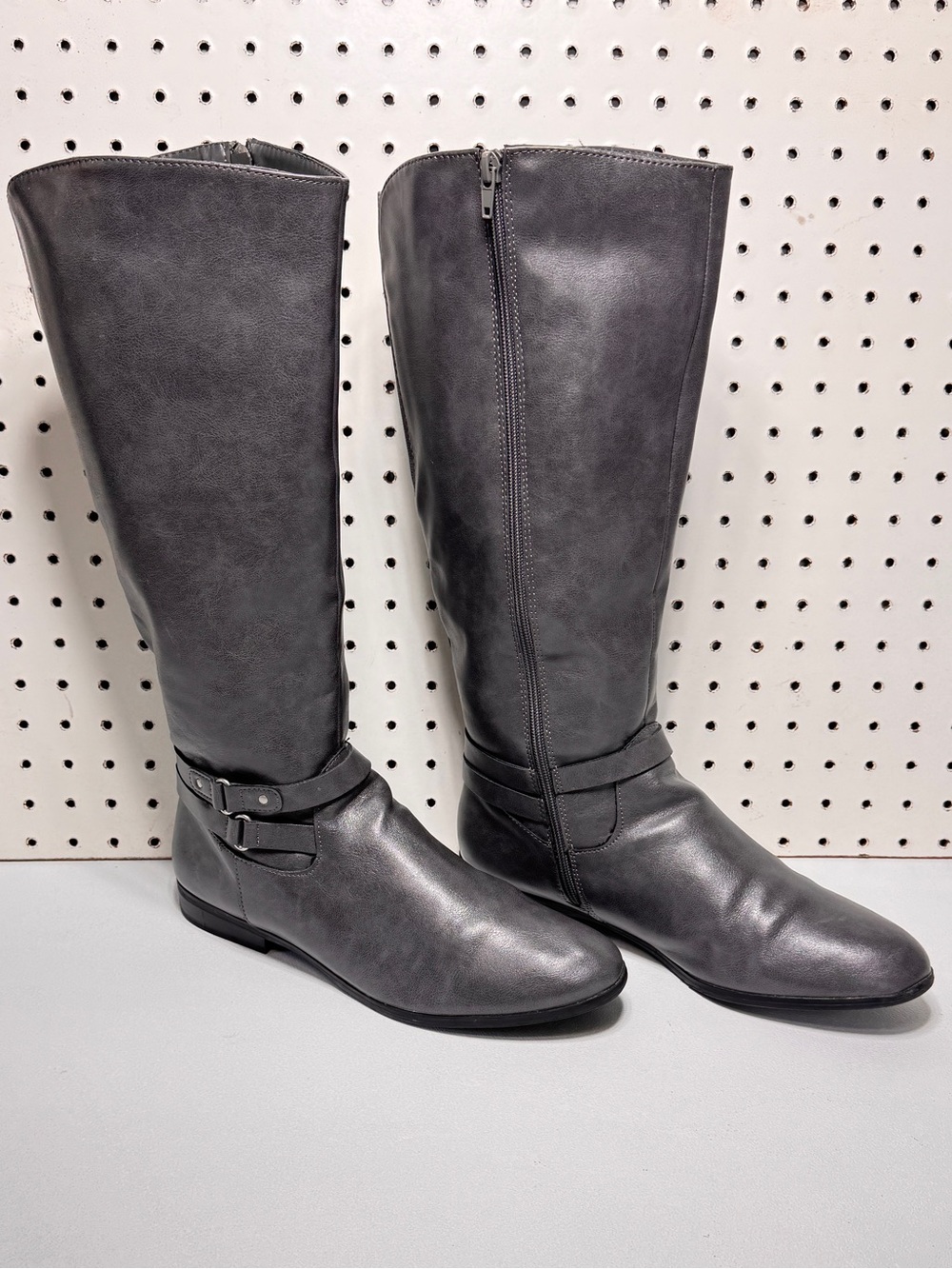 Style & Co. Grey Kindell Faux Leather Knee High Riding Boots Size 11M
